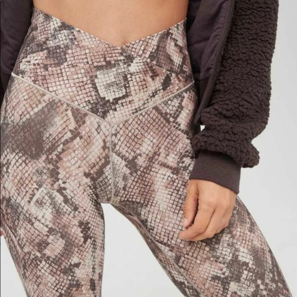 Aerie crossover leggings, snakeskin XS